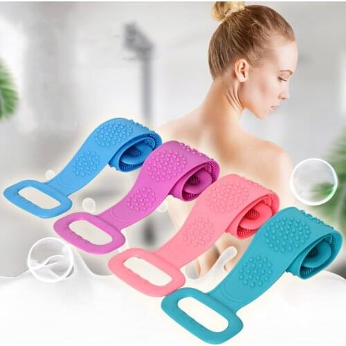 Silicone Body Brush Bath Belt Bath Shower Exfoliating Back Brush Belt Wash Bathroom Clean Shower Brushes Belts Stain Removal