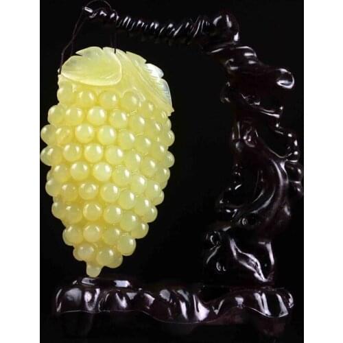 Antique Chinese natural green jade carved Grape sculpture,wonderful design,Hand-carved,best adornment&collection,free shipping
