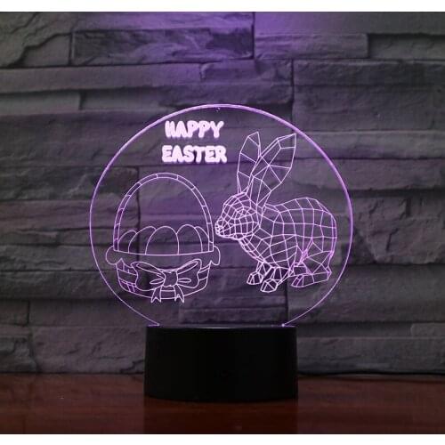 Led Illusion Night Light 3D creative Nightlight Happy Easter with Sensor Gift Lamp for Bar and Hotel
