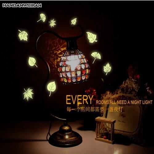 Luminous Leaf sticker bedroom childrens room Fluorescent Leaf decoration Wall Sticker removable Decorative Stickers