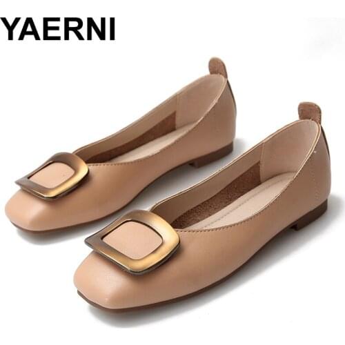 YAERNI 2019 autumn new fashion simple solid color flat shoes women comfortable square toe casual shoes