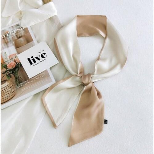 Splicing Color Women Neckerchief Small Silk Scarf DIY Bag Handle Small Ribbon Hair Scarf Hair Tie Band Lady Long Narrow Scarves