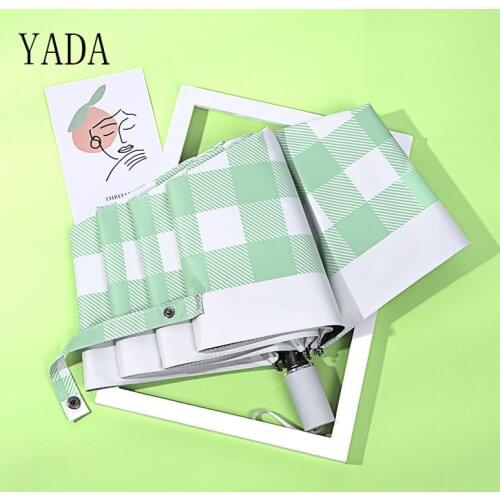 YADA New Fashion Designer Plaid Pattern Umbrellas Windproof Folding Rainy Umbrellas For Women Summer Unilever Umbrella YS200074