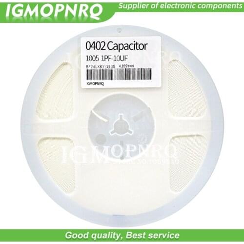 1reel 0402 50V SMD Thick Film hjxrhgal Chip Multilayer Ceramic Capacitor 0.5pF-10uF 10NF 100NF 1UF 2.2UF 4.7UF 10UF 1PF 6PF