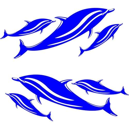 2Pcs Dolphin Decals Kayak Boat Car Wall Window Truck Bumper Dinghy Stickers Kids DIY Scrapbook Sailing Rowing Boat Decor