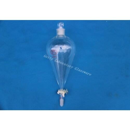 3L Pyriform Separatory funnel, with glass stopper, Top 40/38 mouth joint, below 24/29 joint