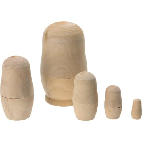 5pcs/Set Unpainted DIY Blank Wooden Embryos Russian Nesting Dolls Matryoshka Toy Gift For Child Kid Adult Creative Present