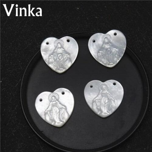 50PCS Wholesale heart virgin shell pendant Catholic Shell Pendant Jewelry