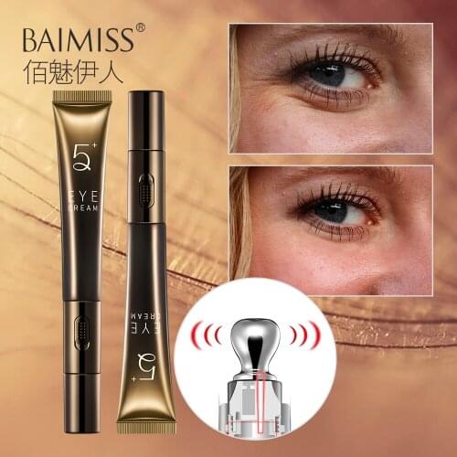 BAIMISS 2PCS Electric Massager Eye Cream Collagen Anti Wrinkle Tight Repair Serum Face Dark Circles Remover Ageless Skin Care