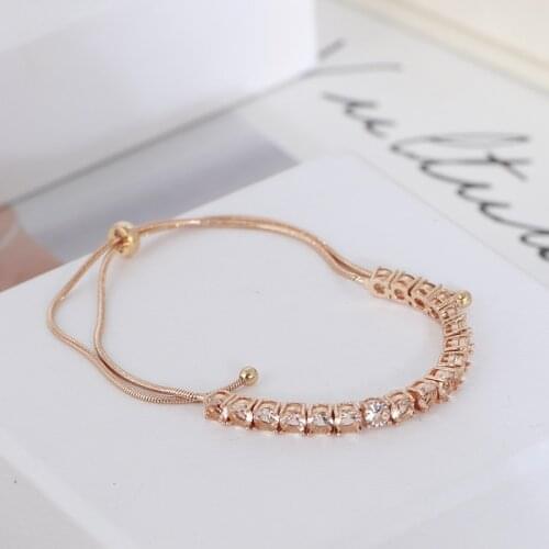 Shining single row zircon simple pull bean type adjustable bracelet