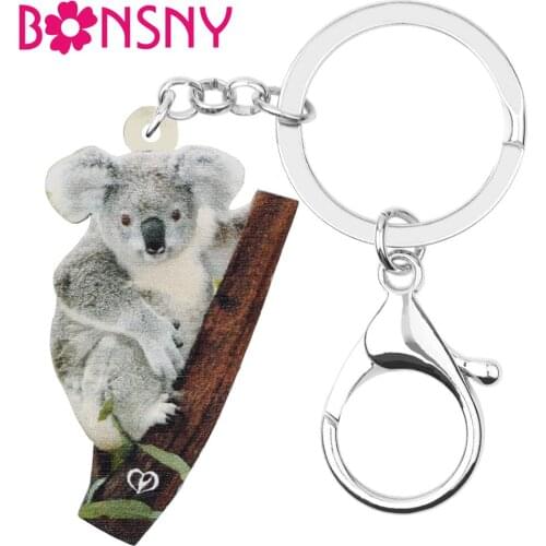 Bonsny Acrylic Sweet Australian Koala Keychains Keyring Cute Animal Key Chain Jewelry For Kids Girls Classic Gift Handbag Charms