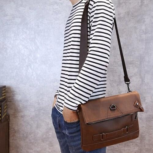 Brand ! Hot sale New fashion coffee crazy horse pu leather men bags small shoulder bag men messenger bag crossbody leisure bag