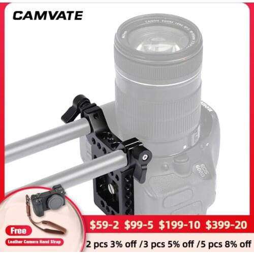 CAMVATE Camera Baseplate With 15mm Rod Clamp For Canon 60D,70D,50D,40D,30D,6D,7D MarkII/Nikon D7000,D7100,D7200,D300S,D610/A99