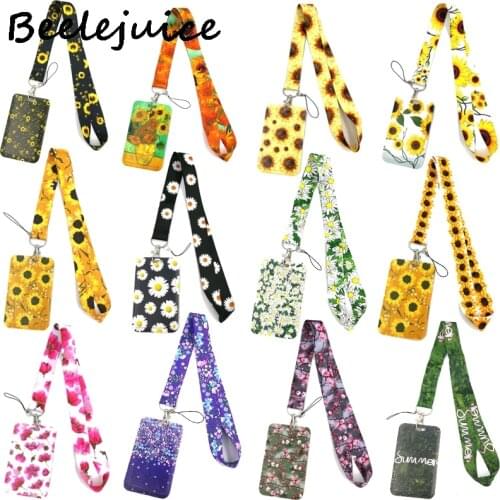 Flowers Key lanyard Car KeyChain ID Card Pass Gym Mobile Phone Badge Kids Key Ring Holder Jewelry Accessories Decorations Gifts