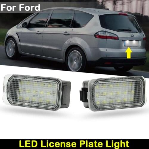 For Ford Fiesta Focus S-MAX C-MAX Grand Mondeo Kuga Galaxy Car Rear White LED License Plate Light Number Plate Lamp