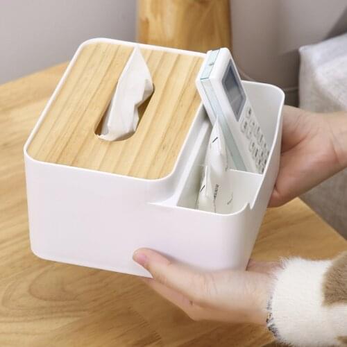 Tissue Box Wooden Cover Toilet Paper Box Solid Wood Napkin Holder Case Simple Stylish Tissue Paper Dispenser Home Car Organizer