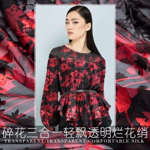Lieyang Honghua Summer New High-grade Silk Jacquard Burnt-out Gauze Garment Fabric Meters Wide
