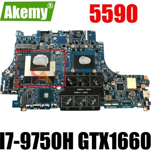 FOR DELL 5590 Laptop motherboard SRF6U I7-9750H CPU with CN-0MXHK3 0MXHK3 MXHK3 GTX1660 100% working well