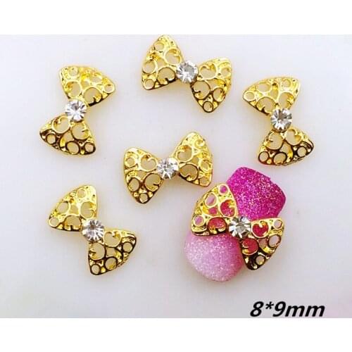 10pcs 8*9mm Kawaii Bow Knot Style Japan Korea 3D Nail Art Deco DIY Metal Charm Alloy Nail Styling tool Supplies
