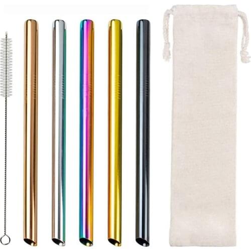 Reusable Drinking Straws-Wide Boba Straws Straws Smoothie Bubble Tea Milkshakes Straws with Cleaning Brush,Carry Bag