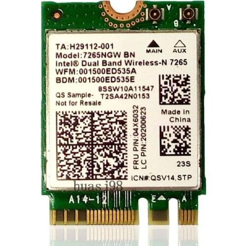 SSEA New for Intel Dual band Wireless-N 7265 7265NGW BN Card Bluetooth 4.0 300 Mbps NGFF 2.4G/5GHz For IBM Lenovo FRU:04X6032