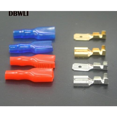 200PCS 4.8mm Female Male Spade Crimp Terminals Electrical Insulating Sleeve Wire Wrap Connector for 22-16 AWG 0.5mm2-1.5mm2