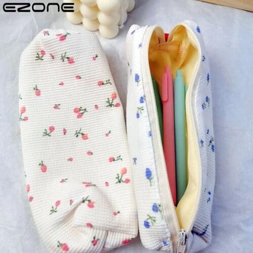 EZONE Pencil Bag Small Flowers Pencil Cases Kawai Simple Pen Bag Storage Student Stationery School Supplies Back to School Gift