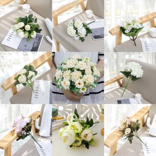 Peony rose artificial silk flowers for home decoration wedding bouquet for bride high quality fake flower faux living room