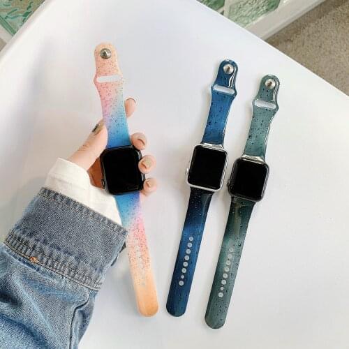 Gradient silicone camouflage Watch Band For Apple Watch 44mm 42mm 40mm 38mm For iWatch Series 6 5 4 3 Laser Watch Strap Bracelet