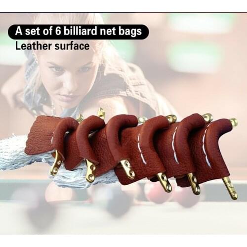 6pcs Artificial Leather Snooker Table Durable Practical Ball Bag Accessories Billiard Professional Net Pocket Set Entertainment
