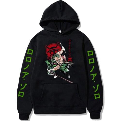 Hot Anime One Piece Print Hoodies Sweatshirts Harajuku Cool Roronoa Zoro Loog Sleeve Street Style Top Men Women Hoodie