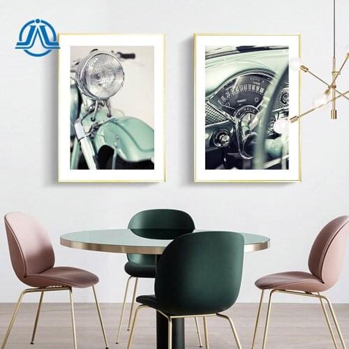 Vintage Retro Wall Art Canvas Painting Green Motorcycle Posters Prints Fashion Pictures For Living Room On The Wall Decoration