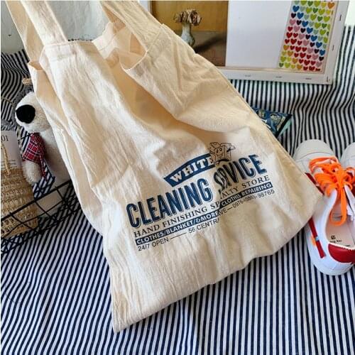Youda New 2021 Fashion Design Women Letter Handbag Classic Book Shopping Shoulder Bags Ladies Cotton Fabric Totes Bag For Girls