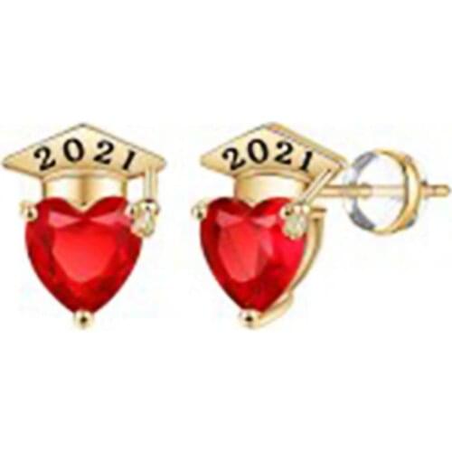 2021 Earrings Women Jewelry Earrings Fashion Cubic Zirconia All-match Heart Shape 2021 Engraved Stud Earrings Graduation Party