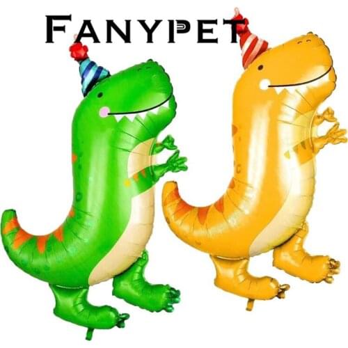 10pcs Lovely Crown Dinosaur Foil Balloons Tanystropheus Balloon Forest Party Theme Jungle Party Children Birthday Party Decor
