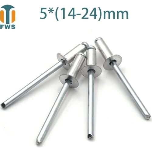 10PCS M5 Multi Size Aluminium Open End Countersunk Head Break Mandrel Blind Rivet Nail Pop Rivets for Furniture Car Aircraft