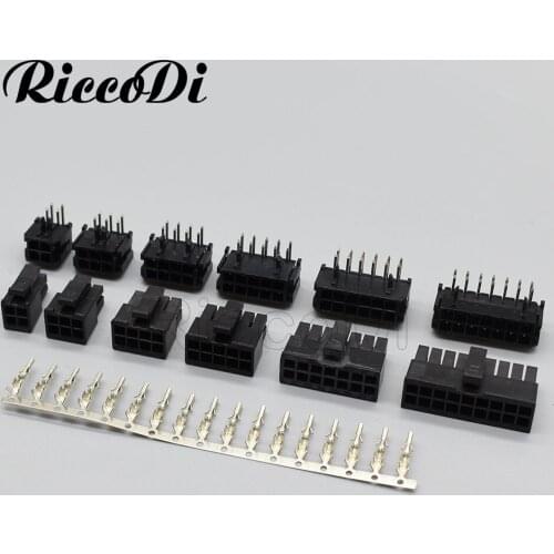 100set Micro-fit 3.0mm Pitch Double Row 2/4/6/8/10/12/14/16/18/20/22/24pin Connector Male and Female Bend Connector With Pins