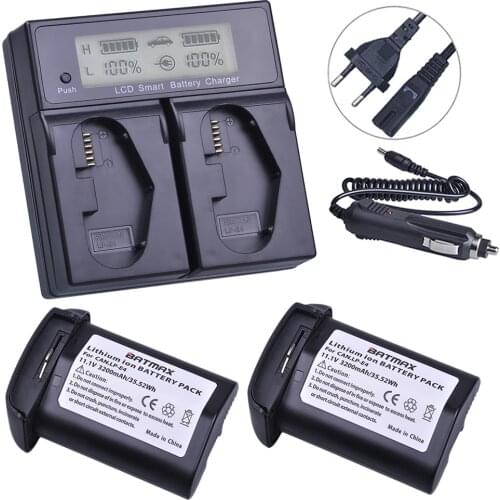 2Pcs 3200mAh LP-E4 LP E4 LPE4 Battery akku+ LCD Dual Fast Charger for Canon EOS-1D X / 1Ds Mark III / 1D Mark IV / 1D Mark III