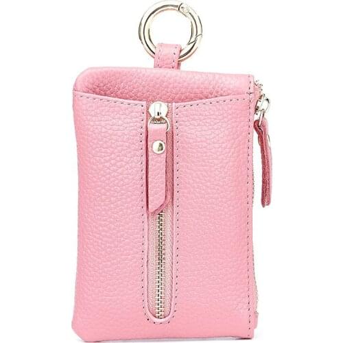 20PCS / LOT Cow Genuine Leather Hanging Mini Key Bag Coin Purse with Key Ring