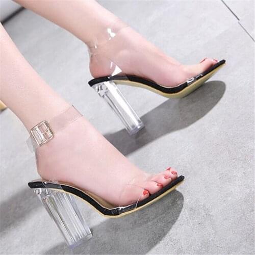 2019 sexy tacones altos transparentes zapatos de mujer zapatos de fiesta de mujer zapatos de boda de tacón alto talon Mujer
