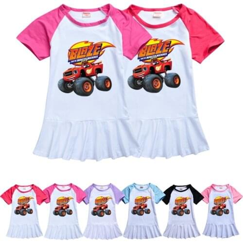 3D Blaze Flower Girl Dresses Summer Kids Clothes Girl Birthday Party Pink Dress the Monster Machines Christmas Outfits for Girls