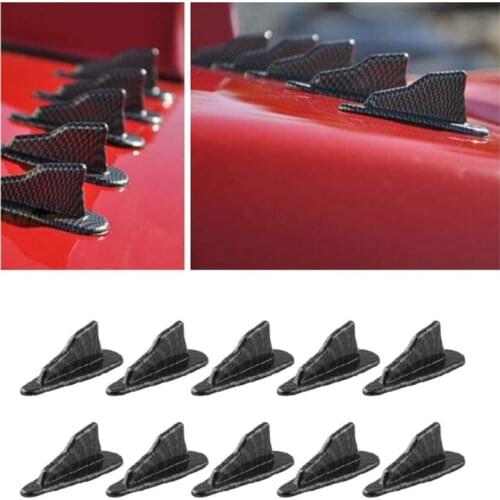 10PCS Car Roof Spoiler Shark Fin Kit Diffuser Vortex Generator Compatible With Spoiler Roof Wing Air Carbon Fiber Pattern