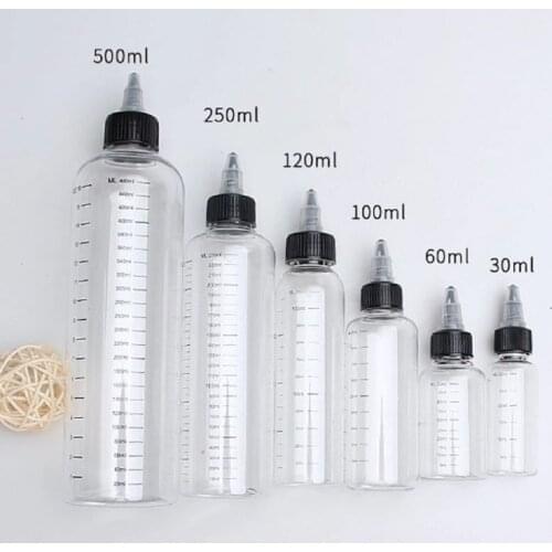 5pcs 30/60/100/120/250/500ml Bottle with Cap + Scale Supply