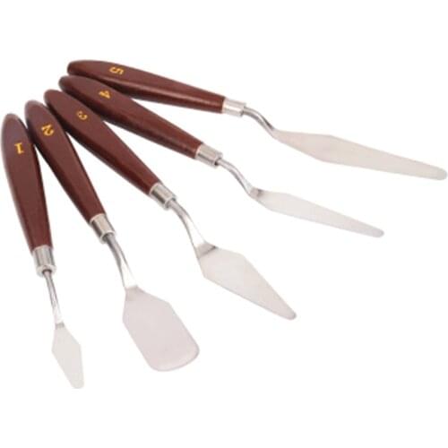 5PCS Mixed Palette Knife Painting Stainless Steel Scraper Spatula Art Supplies for Artist Canvas Oil Paint Color Mixing