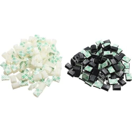 60X Cable Holder Cable Clip Cable Clamp Self-Adhesive White & Black