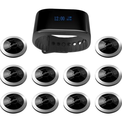 SINGCALL Calling System Bell Wireless Service, Call Button Waiter,1 Smart New Waterproof Mobile Receiver 10 Waterproof Buttons