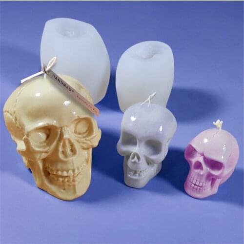 Skull Silicone Candle Mold Mousse Cake Decoration DIY Candle Plaster Mould Handmade Soap Making Tools Ice Cube Candy Molds
