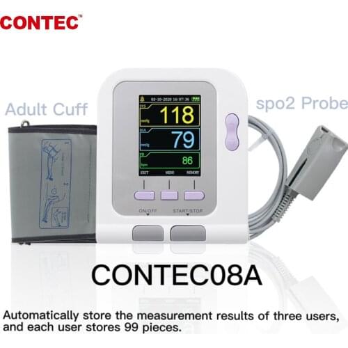 US Shipping CONTEC08A Digital Automatic Blood Pressure Monitor, Adult Cuff+SP02 PC Software