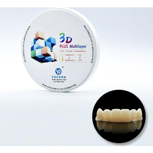 Zirconia Blocks CAD CAM Dental For Equipment Laboratory With 57% Transparency 3D Pro Multilayer Zirconium Blank For Tooth Gems
