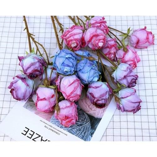 1pc 3 heads Real Touch Rose Artificial Silk Flower for Home Floral Arrangement Ornament Wedding Party Decoration